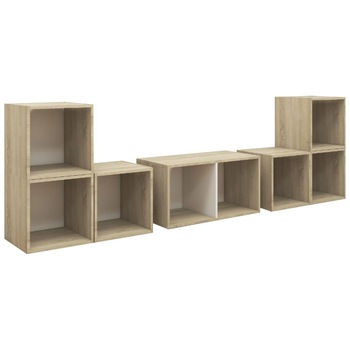 Set de 6 comode dulapuri TV vidaXL, PAL, 37 x 35 x 37 cm, Bej